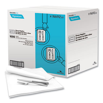 CSDN692 Select Dinner Napkins, 1-Ply, 15 x 15, White, 1,000/Carton