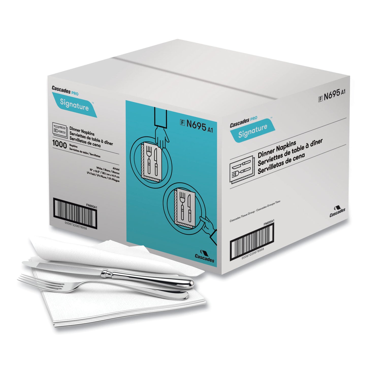 CSDN695 Signature Airlaid Dinner Napkins/Guest Hand Towels, 1-Ply, 15 x 16.5, White, 1,000/Carton