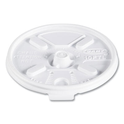 DCC10FTL Lift n' Lock Plastic Hot Cup Lids, Fits 10 oz Hot Cups, White, 1,000/Carton
