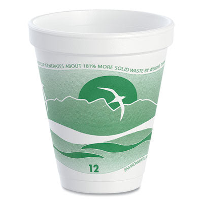 DCC12J16H Horizon Hot/Cold Foam Drinking Cups, 12 oz, White/Green, 25/Bag, 40 Bags/Carton
