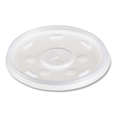 DCC12SL Plastic Lids for Foam Cups/Bowls/Containers, Flat with Straw Slot, Fits 6 oz to 14 oz, Translucent, 100/Pack, 10 Packs/Carton DART