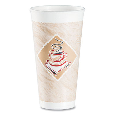 DCC20X16GPK Cafe G Foam Hot/cold Cups, 20 Oz, Brown/red/white, 20/pack DART