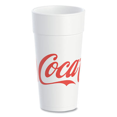 DCC24J16C Coca-Cola Foam Cups, 24 Oz, White/red, 20/bag, 25 Bags/carton