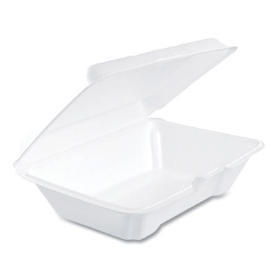 DCC205HT1 Foam Hinged Lid Containers, 6.4 x 9.3 x 2.9, White, 100/Pack, 2 Packs/Carton