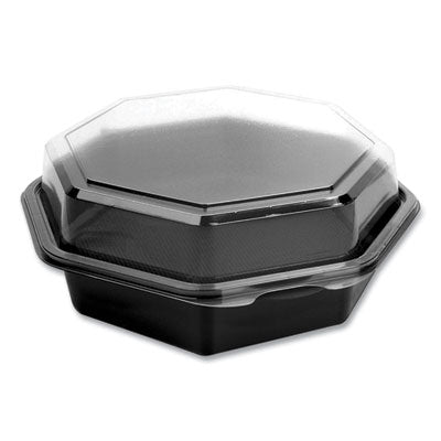 SCC865612PS94 OctaView Hinged-Lid Cold Food Containers, 28 oz, 7.94 x 7.5 x 3.2, Black/Clear, Plastic, 100/Carton