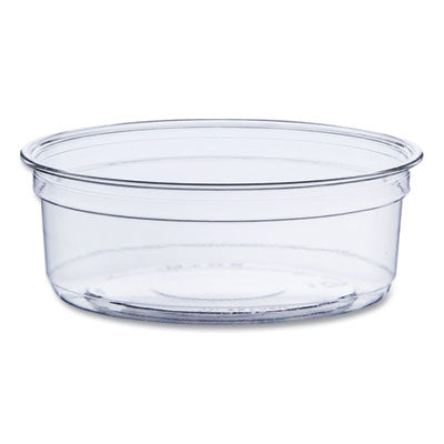 SCCDM8R Bare Eco-Forward RPET Deli Containers, ProPlanet Seal, 8 oz, 4.6" Diameter x 1.8" h, Clear, Plastic, 500/Carton