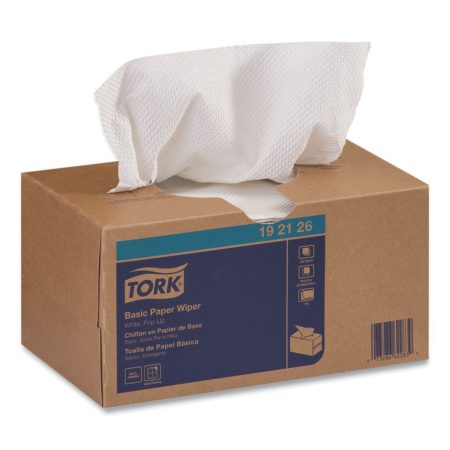 TRK192126 Basic Paper Wiper, 1-Ply, 9 x 10.5, White, 250/Box, 24 Boxes/Carton Tork