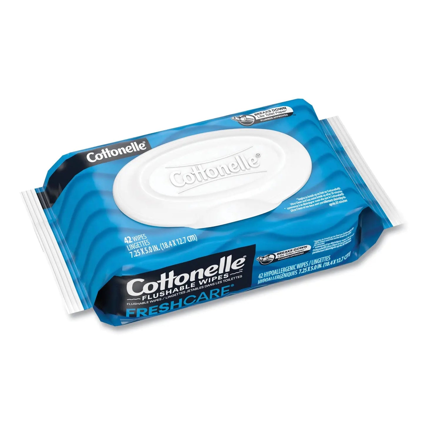 KCM44932PK Fresh Care Flushable Cleansing Cloths, 1-Ply, 3.75 x 5.5, White, 42/Pack Cottonelle