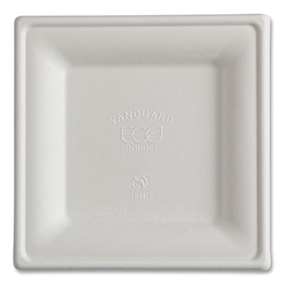 ECOEPP021NFA Vanguard Renewable and Compostable Sugarcane Plates, 6 x 6, White, 500/Carton