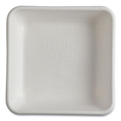 ECOEPSCS8TNFA Vanguard Worldview Renewable and Compostable Sugarcane Take-Out Containers, 36 oz, 8 x 8 x 2, White, 200/Carton
