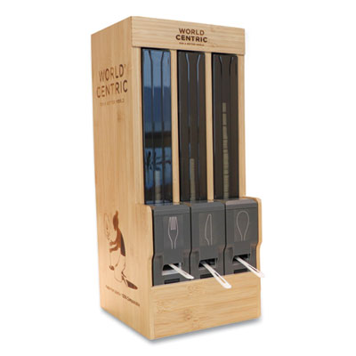 WORDPBAFKS Cutlery Dispenser, Holds Forks/Knives/Spoons, 10.2 x 8.5 x 21.1, Natural