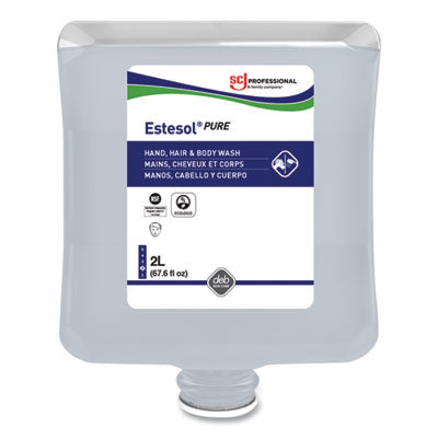 SJNPUW2LT Estesol PURE Hand, Hair and Body Cleaner, Fragrance-Free, 2 L Cartridge Refill, 4/Carton