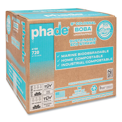 CAR511208 Marine Biodegradable Straws, Boba Straws, 9", Ocean Blue, 720/Carton WINCUP CORPORATION