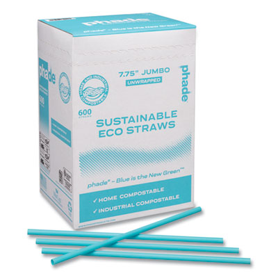 CAR511204 Marine Biodegradable Straws, 7.75", Ocean Blue, 6,000/Carton WINCUP CORPORATION
