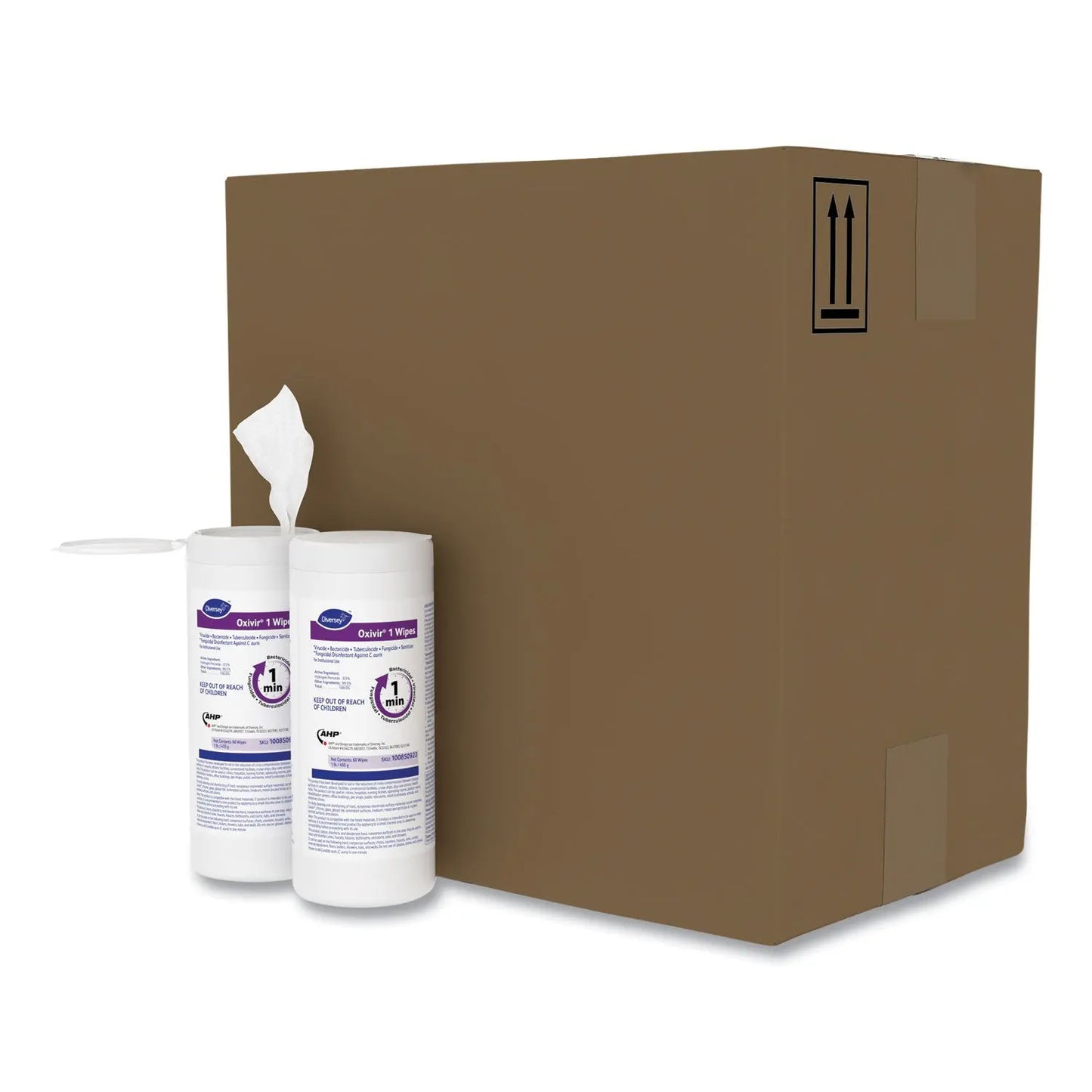 DVO100850922 Oxivir 1 Wipes, 1-Ply, 7 x 8, 60/Canister, 12 Canisters/Carton Diversey