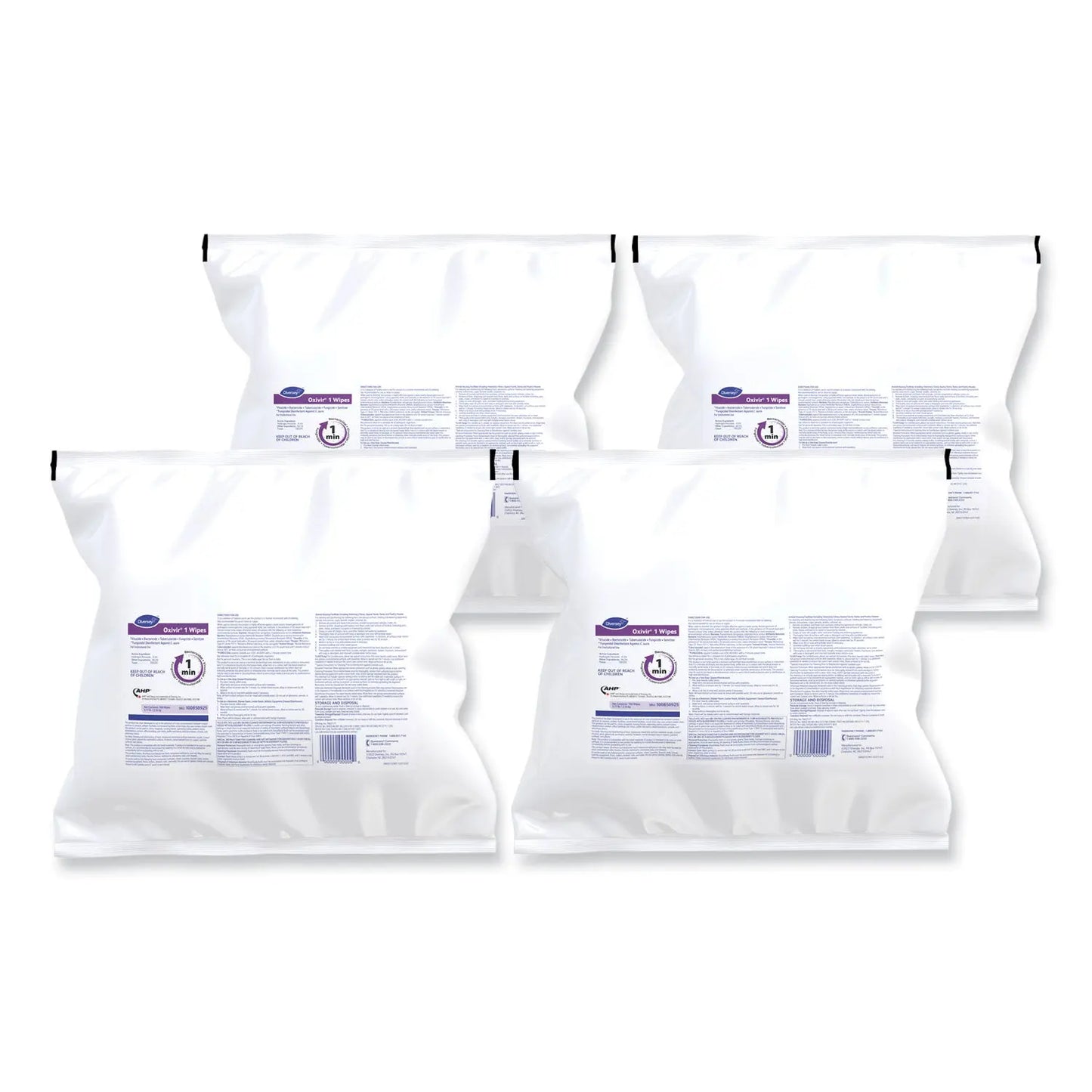 DVO100850925 Oxivir 1 Wipes, 1-Ply, 11 x 12, Cherry Almond Scent, 160/Refill Pack, 4 Packs/Carton Diversey