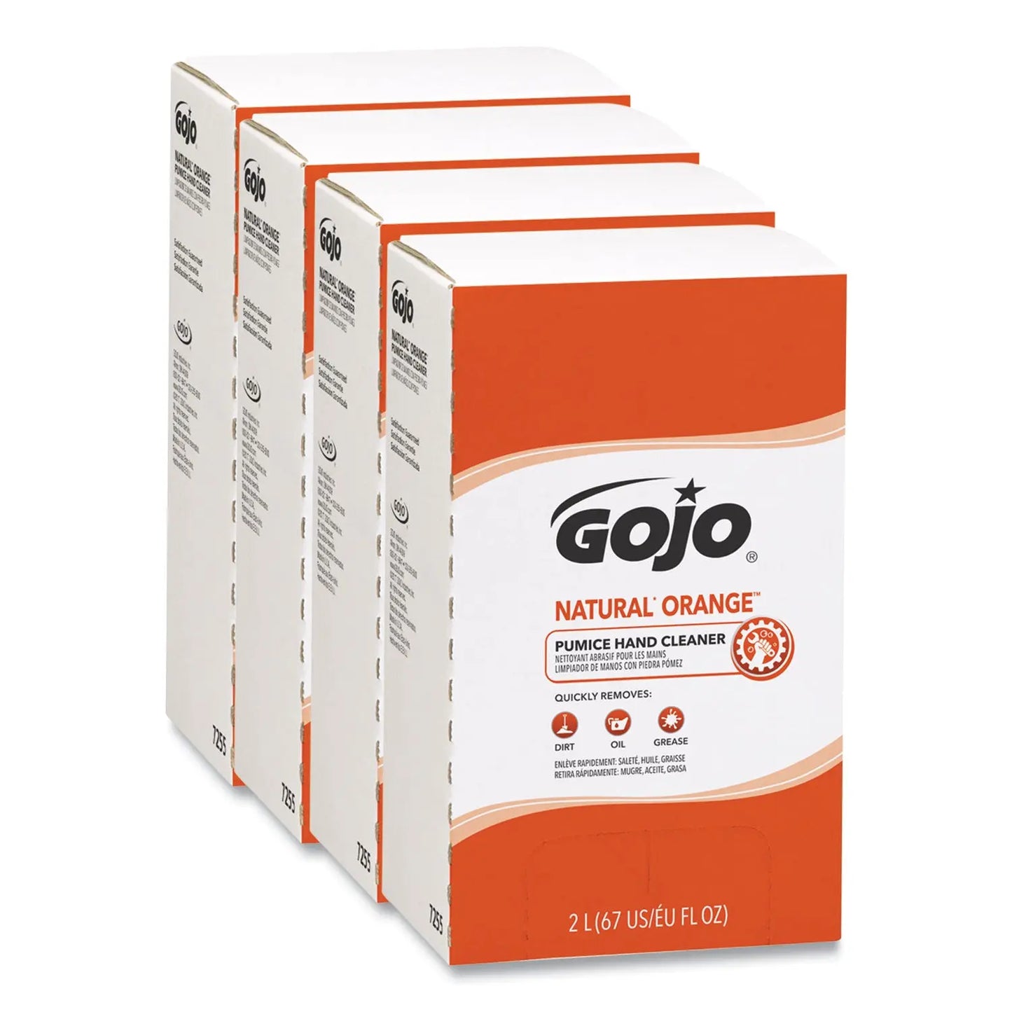 GOJ7255 NATURAL ORANGE Pumice Hand Cleaner Refill, Citrus Scent, 2,000 mL, 4/Carton GOJO