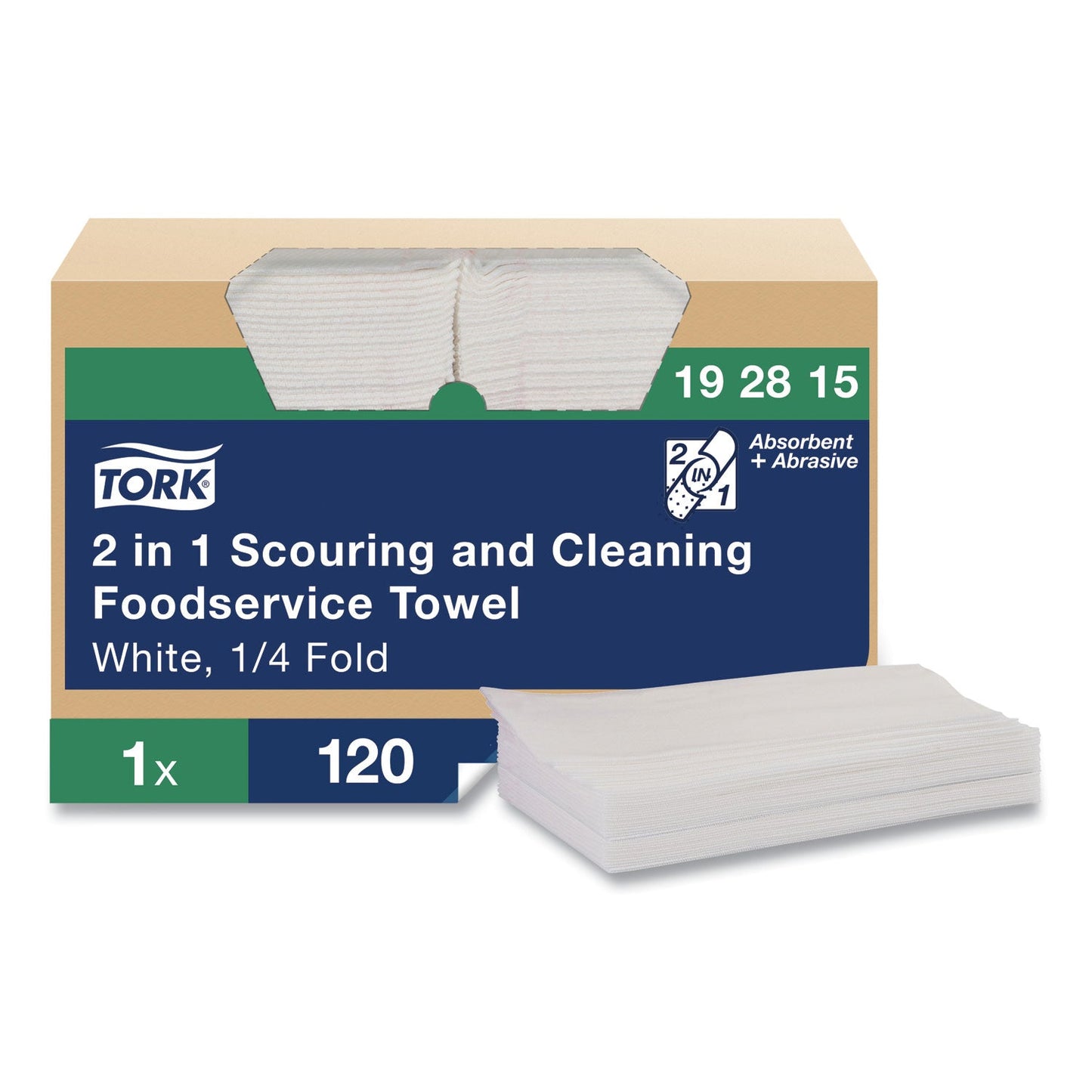 TRK192815 2 in 1 Wiper, 1-Ply, 13" x 21", White, 120/Carton Tork