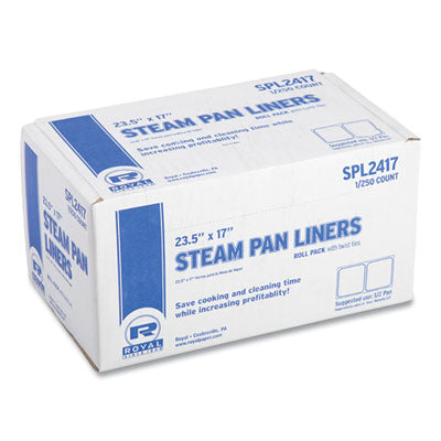RPPSPL2417 Steam Pan Liners for 1/2-Size Pans, Includes Twist-Ties, 17" x 23.5", Clear, 250/Carton AMERCAREROYAL