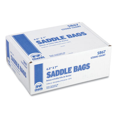 RPPSB67 Saddle Bags, Fold-Top Closure, 0.59 mil, 7.99" x 6.49", Clear, 2,000/Carton