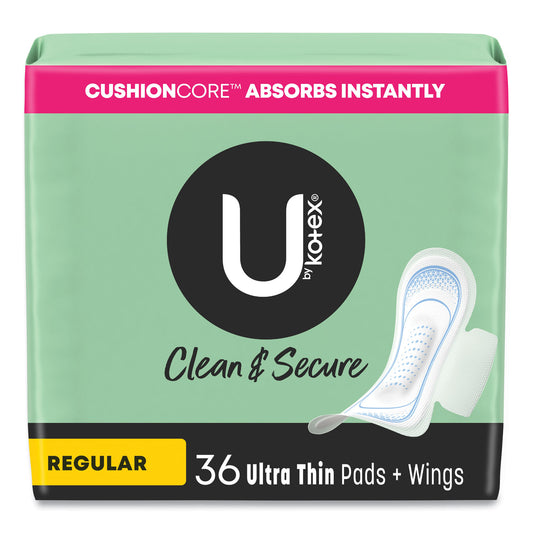 KCM53631 U by Kotex Security Regular Ultrathin Pad with Wings, Unscented, 36/Pack