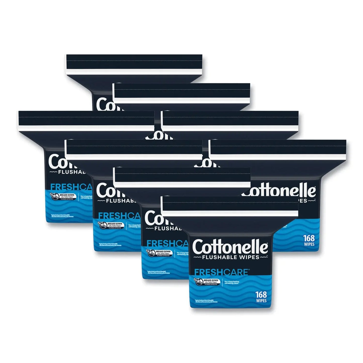 KCM10358CT Fresh Care Flushable Cleansing Cloths, 1-Ply, 5 x 7.25, White, 168/Pack, 8 Packs/Carton Cottonelle