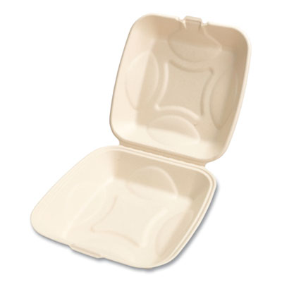 BWKHNGE991CNPFA Bagasse PFAS-Free Food Containers, 9 x 9 x 3.19, Tan, Sugarcane, 100/Sleeve, 2 Sleeves/Carton BOARDWALK