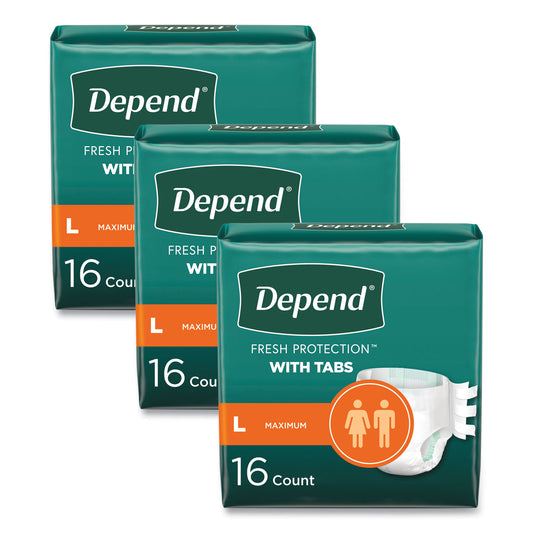 KCM35458 Incontinence Protection with Tabs, 35" to 49" Waist, 16/Pack, 3 Packs/Carton