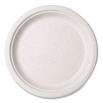 VEGVWP005NFA Nourish Molded Fiber Tableware, Compostable, Plate, Sugarcane, 10" dia, White, 500/Carton