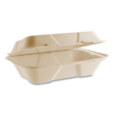 VEGVWHC96NFA Nourish Molded Fiber Takeout Containers, Compostable, 6.1 x 9 x 2.9, Natural, Sugarcane, 200/Carton VEGWARE