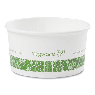 VEGSC06G Soup Containers, Compostable, 6 oz, 3.5" Diameter x 1.7" h, Green/White, Paper, 1,000/Carton