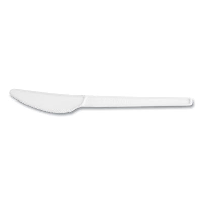 VEGVWKN65 White CPLA Cutlery, General Purpose Knife, Plastic, White, 1,000/Carton VEGWARE