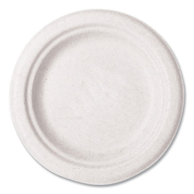 VEGWHBRG06 Molded Fiber Tableware, Compostable, Plate, Sugarcane, 6" dia, White, 1,000/Carton