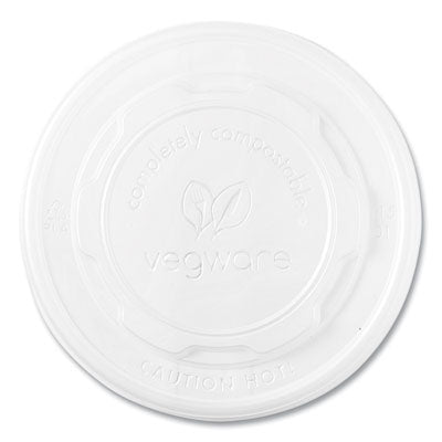 VEGVLID115S 115-Series Flat Hot Lids, Compostable, For Use With 115-Series Soup Containers, White, Plastic, 500/Carton VEGWARE