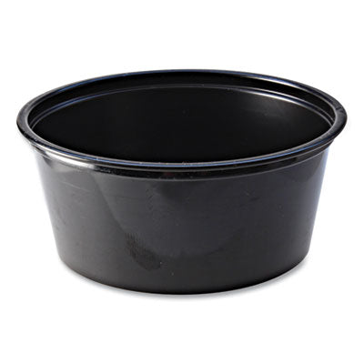 FABPC325B Portion Cups, 3.25 oz, Plastic, Black, 125/Sleeve, 20 Sleeves/Carton FABRI-KAL