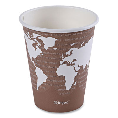 ECOEPBHC8WA World Art Renewable and Compostable Hot Cups, 8 oz, Paper, Brown/White, 50/Pack, 20 Packs/Carton