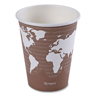 ECOEPBHC8WAPK World Art Renewable and Compostable Hot Cups, 8 oz, Paper, Brown/White, 50/Pack