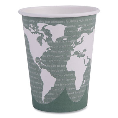 ECOEPBHC12WA World Art Renewable and Compostable Hot Cups, 12 oz, Paper, Gray, 50/Pack, 20 Packs/Carton