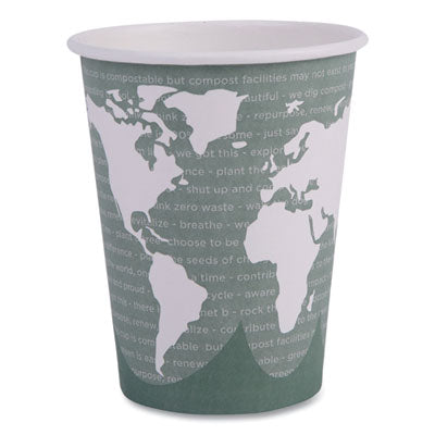 ECOEPBHC12WAPK World Art Renewable and Compostable Hot Cups, 12 oz, Paper, Gray, 50/Pack