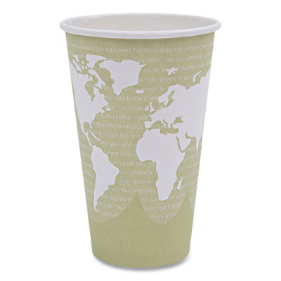 ECOEPBHC16WA World Art Renewable and Compostable Hot Cups, 16 oz, Paper, Tan, 50/Pack, 20 Packs/Carton
