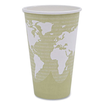 ECOEPBHC16WAPK World Art Renewable and Compostable Hot Cups, 16 oz, Paper, Moss, 50/Pack