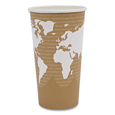 ECOEPBHC20WA World Art Renewable and Compostable Hot Cups, 20 oz, Paper, Brown/White, 50/Pack, 20 Packs/Carton