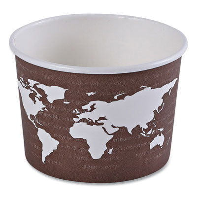 ECOEPBSC8WA World Art Renewable and Compostable Food Container, 8 oz, 3.04" Diameter x 2.3" h, Brown, Paper, 50/Pack, 20 Packs/Carton