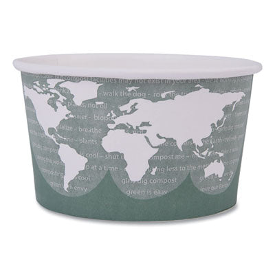 ECOEPBSC12WA World Art Renewable and Compostable Food Container, 12 oz, 4.05" Diameter x 2.5" h, Green, Paper, 25/Pack, 20 Packs/Carton