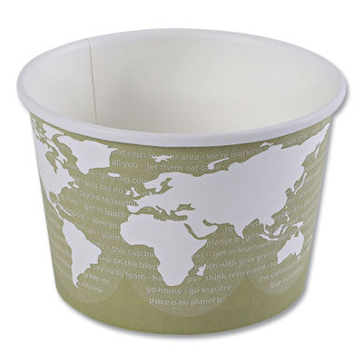 ECOEPBSC16WA World Art Renewable and Compostable Food Container, 16 oz, 4.05" Diameter x 3" h, Sage, Paper, 25/Pack, 20 Packs/Carton ECO-PRODUCTS,INC.