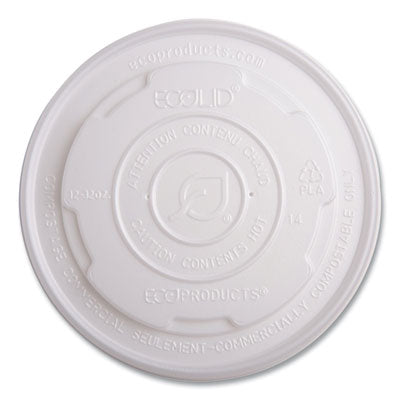 ECOEPECOLIDSPL World Art PLA-Laminated Soup Container Lids, For 12 oz to 32 oz Containers, White, Plastic, 50/Pack, 10 Packs/Carton ECO-PRODUCTS,INC.