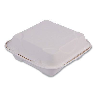 ECOEPHC81NFA Vanguard Renewable and Compostable Sugarcane Clamshells, 8 x 8 x 3, White, 200/Carton ECO-PRODUCTS,INC.