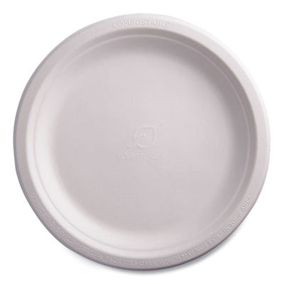ECOEPP013NFA Vanguard Renewable And Compostable Sugarcane Plates, 9" Dia, White, 500/carton