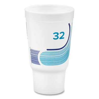 DCC32AJ20B Breeze Hot/Cold Insulated Foam Drinking Cups, Pedestal Cup, 32 oz, Teal/White/Blue, 400/Carton