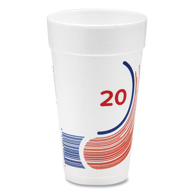 DCC20J16B Breeze Hot/Cold Insulated Foam Drinking Cups, 20 oz, Red/White/Blue, 500/Carton